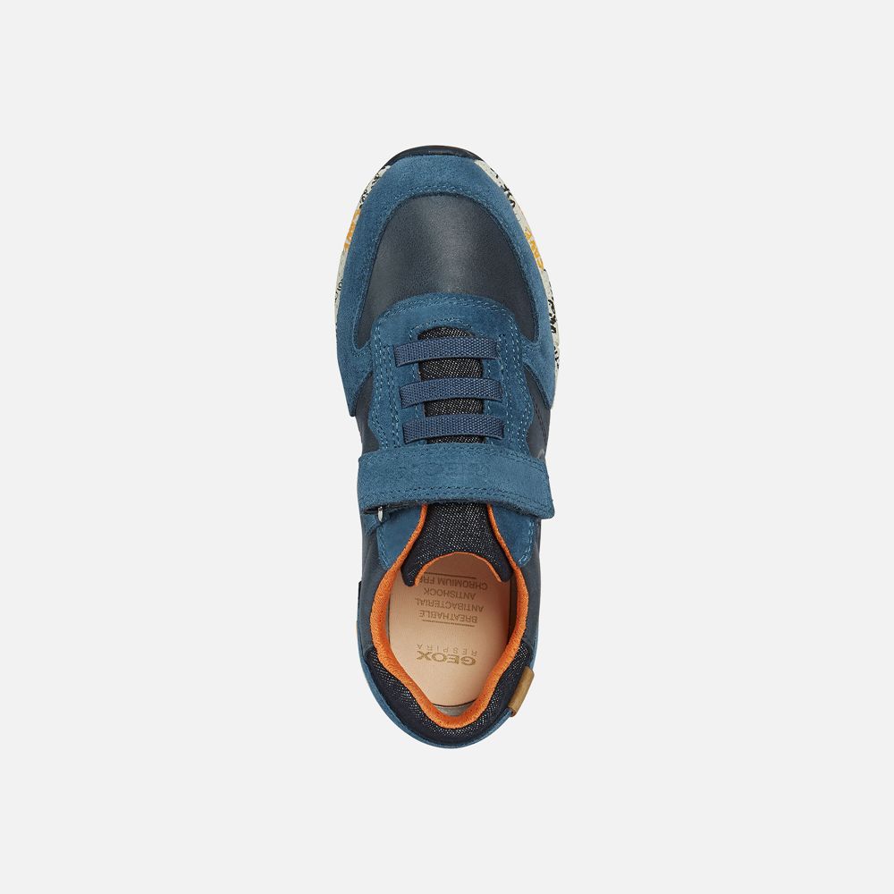 Basket Geox Alben - Bleu Marine/Orange - Garcon 036492-XAG